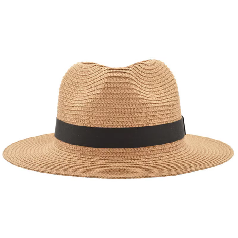 HD02 Outdoor Women Men Unisex Plain Beach Design Spring Summer Breathable Sun Straw Braid Floppy Custom Panama Fedora Straw Hat