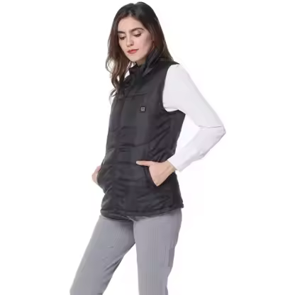Bulk Sale Winter USB Black Girls Camping Mountaineering Running Cycle Battery Cotton Cropped Puffer Heated Vest Woman