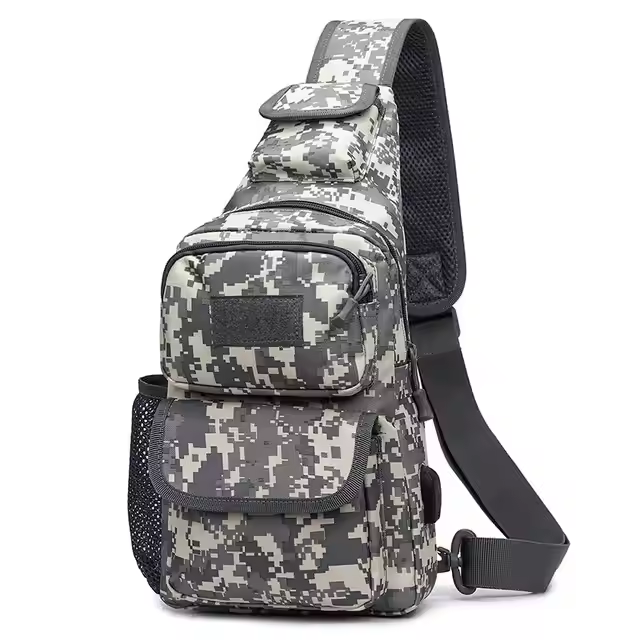 USB Charging Port Travel Crossbody Sling Bag With Bottle Holder Outdoor Men Messenger Shoulder Bag for Hiking Hunting