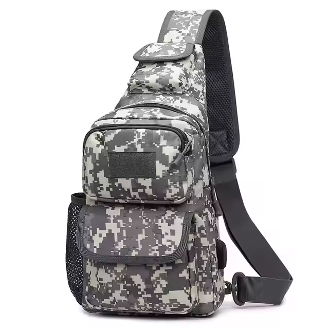 USB Charging Port Travel Crossbody Sling Bag With Bottle Holder Outdoor Men Messenger Shoulder Bag for Hiking Hunting