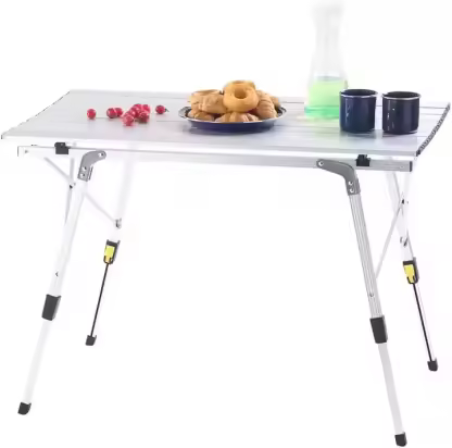 Roll up Table Top Mesh Layer Portable Camping Outdoor Table With Adjustable Height Aluminum