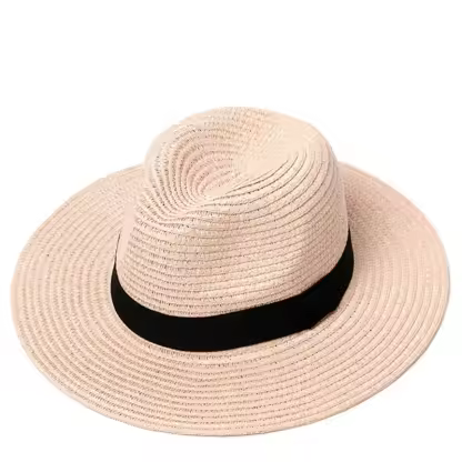 HD02 Outdoor Women Men Unisex Plain Beach Design Spring Summer Breathable Sun Straw Braid Floppy Custom Panama Fedora Straw Hat
