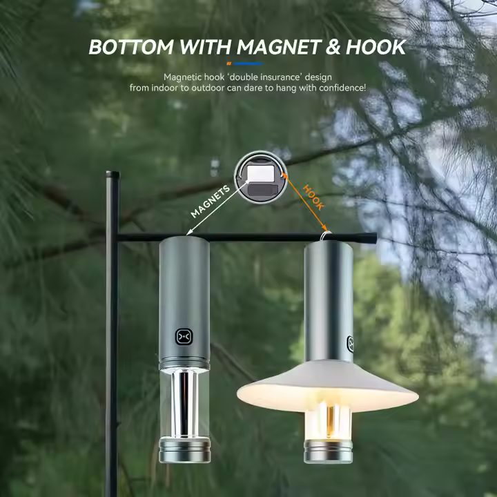 Outdoor 3-in-1 Portable Camping Light With Magnet Hook Dual Light Source Camp Atmosphere Strong Light Emergency Flashlight