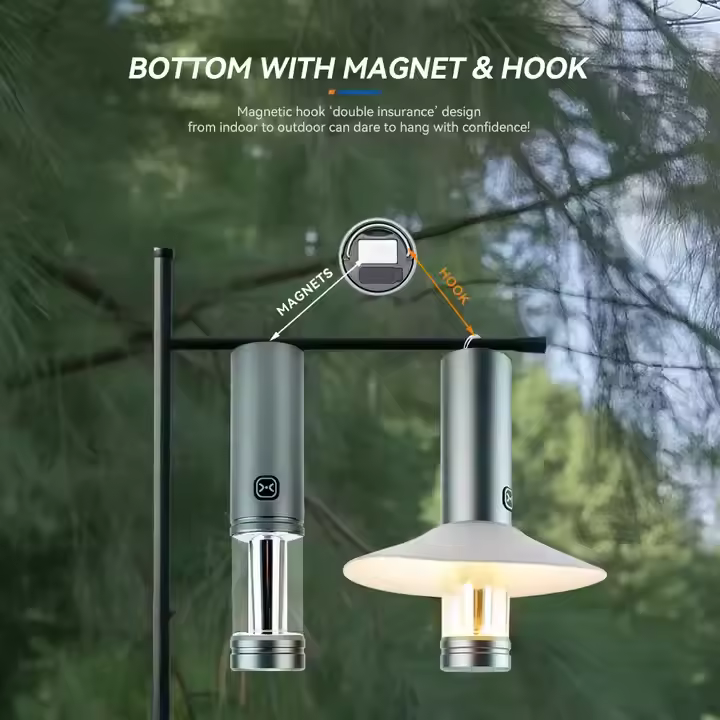 Outdoor 3-in-1 Portable Camping Light With Magnet Hook Dual Light Source Camp Atmosphere Strong Light Emergency Flashlight