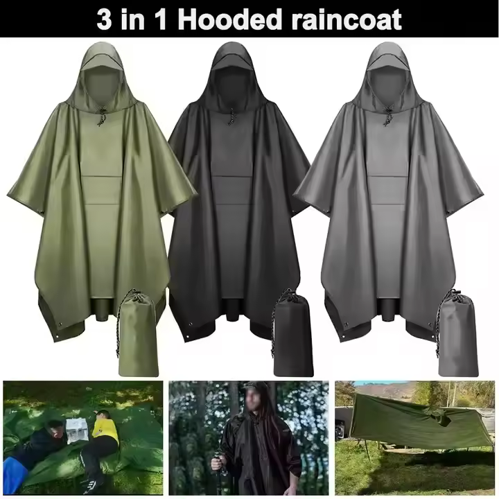 Outdoor Raincoat Women Men Hooded Long Raincoat Unisex Rain Poncho Camping Hiking Waterproof Rainwear Suit
