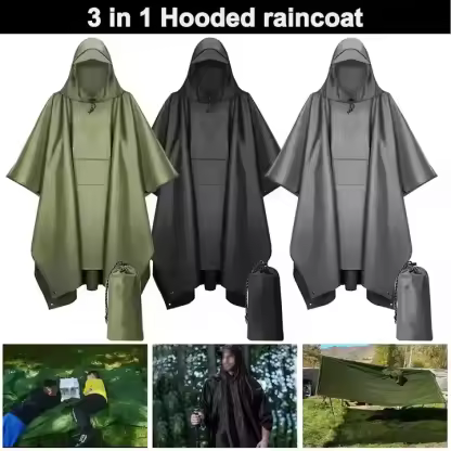 Outdoor Raincoat Women Men Hooded Long Raincoat Unisex Rain Poncho Camping Hiking Waterproof Rainwear Suit