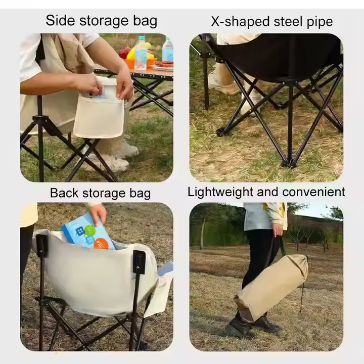Jetshark Portable Folding Backrest Leisure Folding Moon Chair Home Outdoor Camping