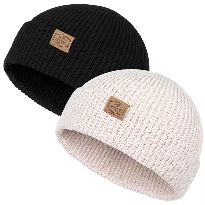 Hot Sale 2pcs 100% Cotton Unisex Skin Friendly With Custom Private Label Daily Casual Outdoors Beanie Hats