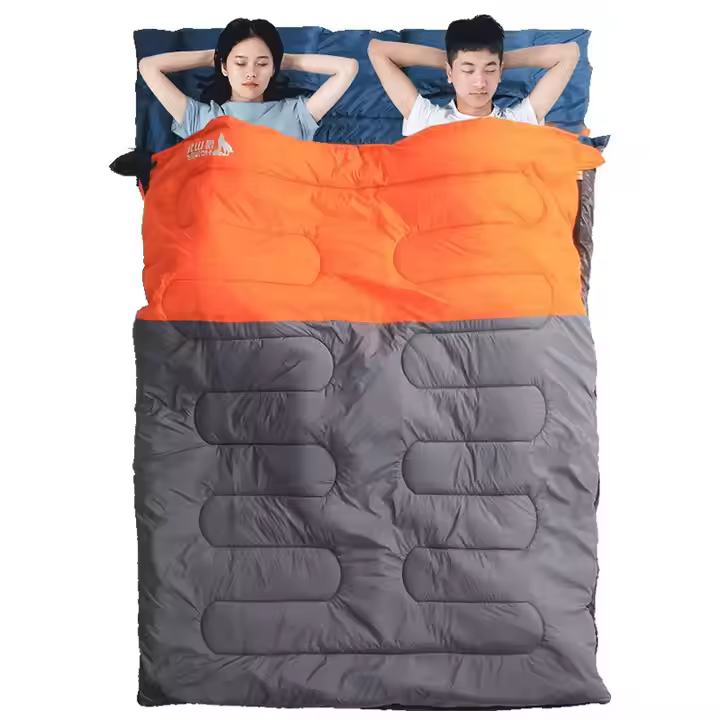 Couple Double Lightweight Portable Waterproof Sleeping Bag Bolsa De Dormir with 2 Pillows for Camping Hiking Travel