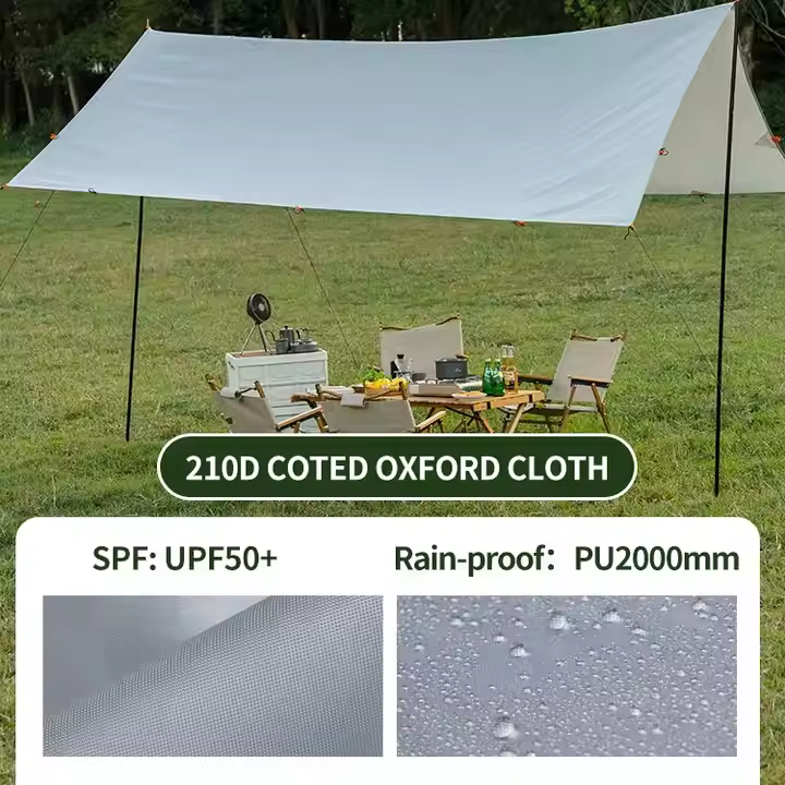 Outdoor Beach Camping Tent Rain Fly 210T Nylon Waterproof Sun Survival Gear Shelter with Poles Camping Trap