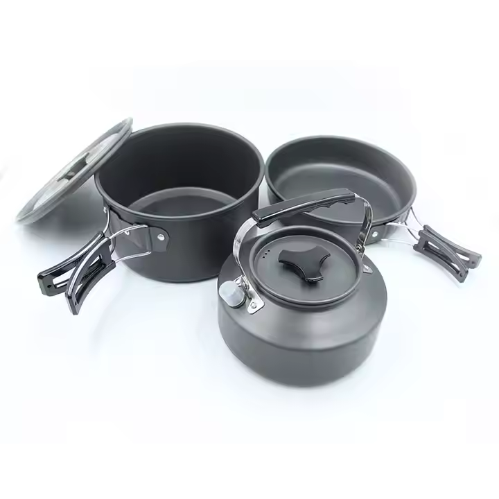 Selco Compact Camping Cookware Set Cooking Pots and Pans Kit Hiking Backpacking Lightweight Portable Camping Gear