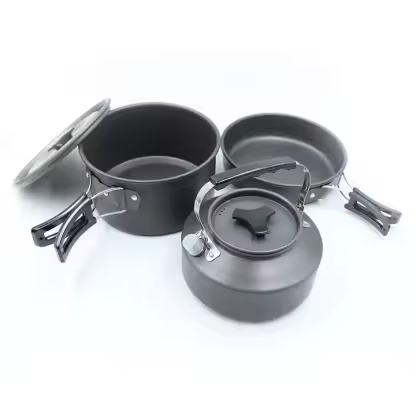 Selco Compact Camping Cookware Set Cooking Pots and Pans Kit Hiking Backpacking Lightweight Portable Camping Gear
