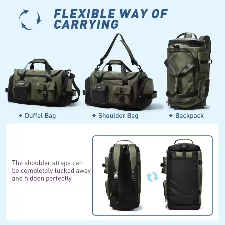 MOYYI Unisex 3-in-1 Large Capacity Oxford Duffel Bag Outdoor National Carry on Backpack Men Zipper Sports Travel Bags Gym Bags