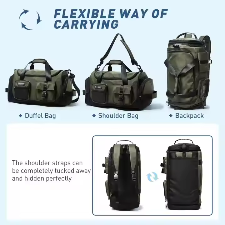 MOYYI Unisex 3-in-1 Large Capacity Oxford Duffel Bag Outdoor National Carry on Backpack Men Zipper Sports Travel Bags Gym Bags