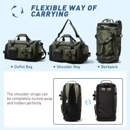 MOYYI Unisex 3-in-1 Large Capacity Oxford Duffel Bag Outdoor National Carry on Backpack Men Zipper Sports Travel Bags Gym Bags