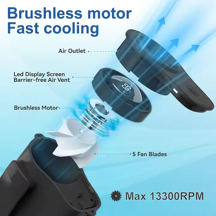 Portable Wearable 13300RPM Waist Fan 100 Speeds 4000mAh Rechargeable Hands-Free Mini Summer Outdoor Hiking Camping Travel Fan
