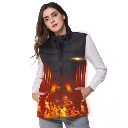 Bulk Sale Winter USB Black Girls Camping Mountaineering Running Cycle Battery Cotton Cropped Puffer Heated Vest Woman