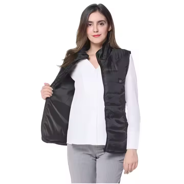 Bulk Sale Winter USB Black Girls Camping Mountaineering Running Cycle Battery Cotton Cropped Puffer Heated Vest Woman