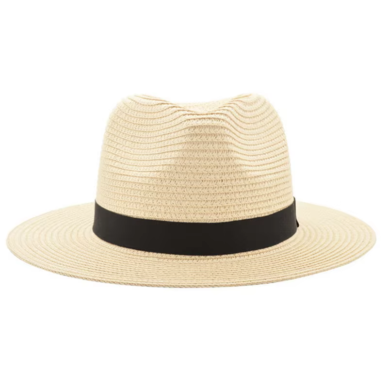 HD02 Outdoor Women Men Unisex Plain Beach Design Spring Summer Breathable Sun Straw Braid Floppy Custom Panama Fedora Straw Hat