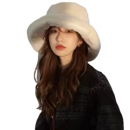 Female Warm Fashion Fleece Winter Bucket Hats Women Wide Brim Outdoor Thicken Fisherman Hat Panama