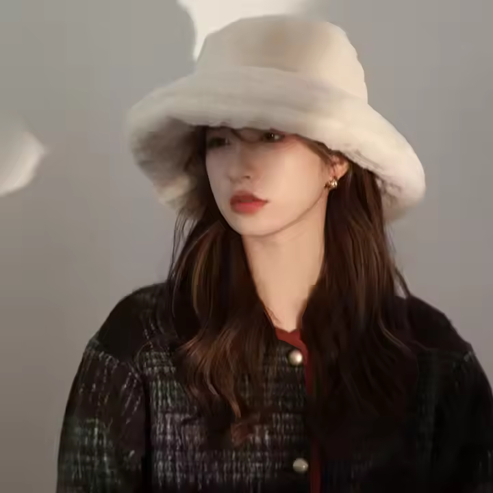 Female Warm Fashion Fleece Winter Bucket Hats Women Wide Brim Outdoor Thicken Fisherman Hat Panama