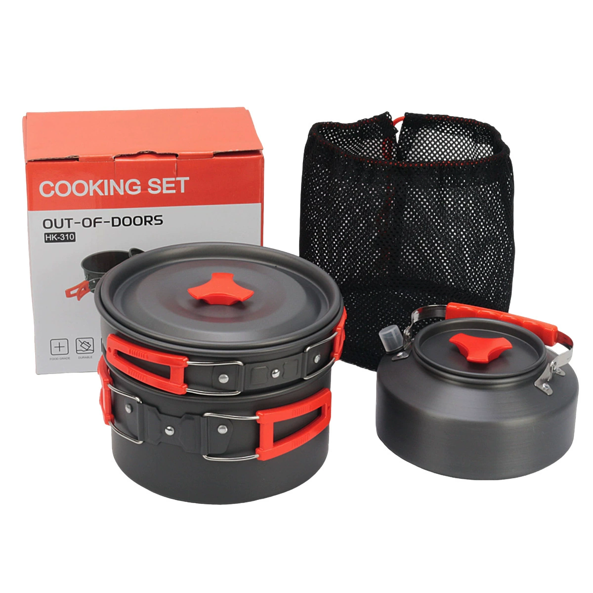 Outdoor Camping Cookware Set 2-3 Person Portable Picnic Cookware & Kettle Combo