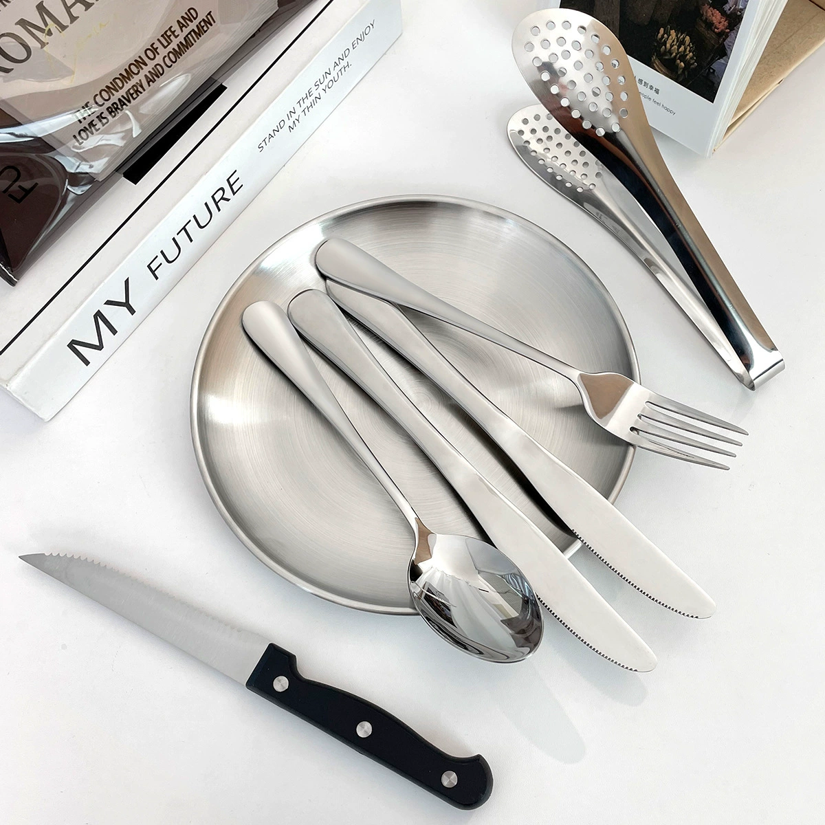 Stainless Steel Outdoor Camping Cutlery Set - Portable 10-Piece Travel Kit with Knife, Fork, Spoon & Pouch 