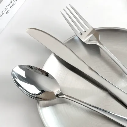 Stainless Steel Outdoor Camping Cutlery Set - Portable 10-Piece Travel Kit with Knife, Fork, Spoon & Pouch 