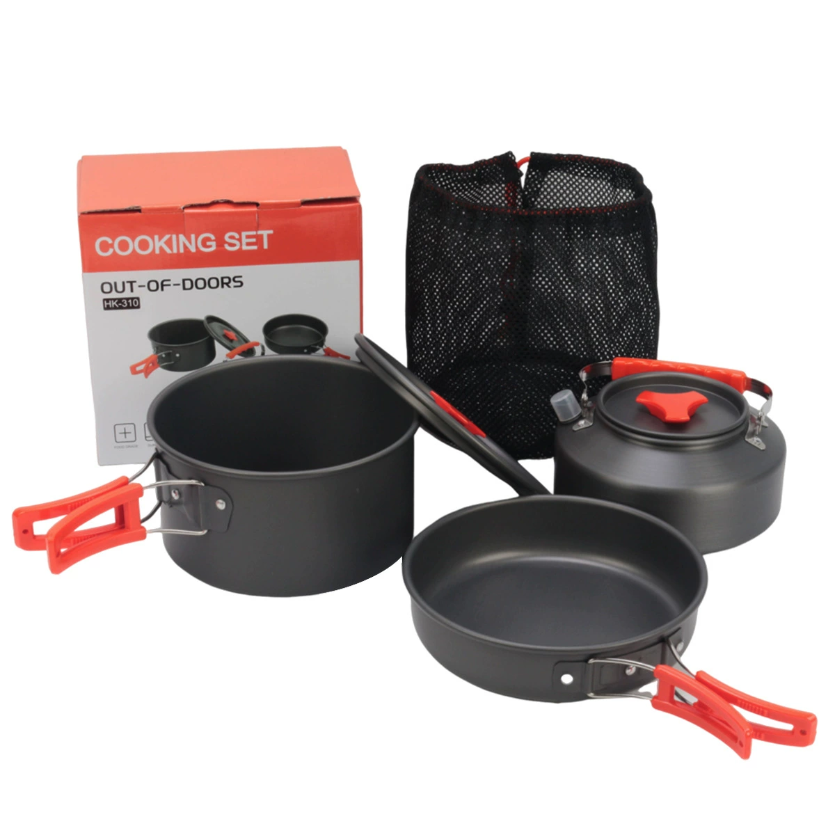 Outdoor Camping Cookware Set 2-3 Person Portable Picnic Cookware & Kettle Combo