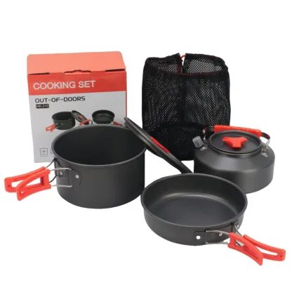 Outdoor Camping Cookware Set 2-3 Person Portable Picnic Cookware & Kettle Combo