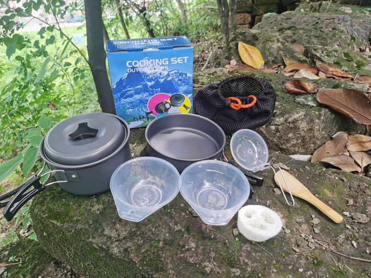 Lightweight 1-2 Person Camping Pot Set – Non-Stick, Portable Cookware with Folding Handle & Eco-Friendly Design