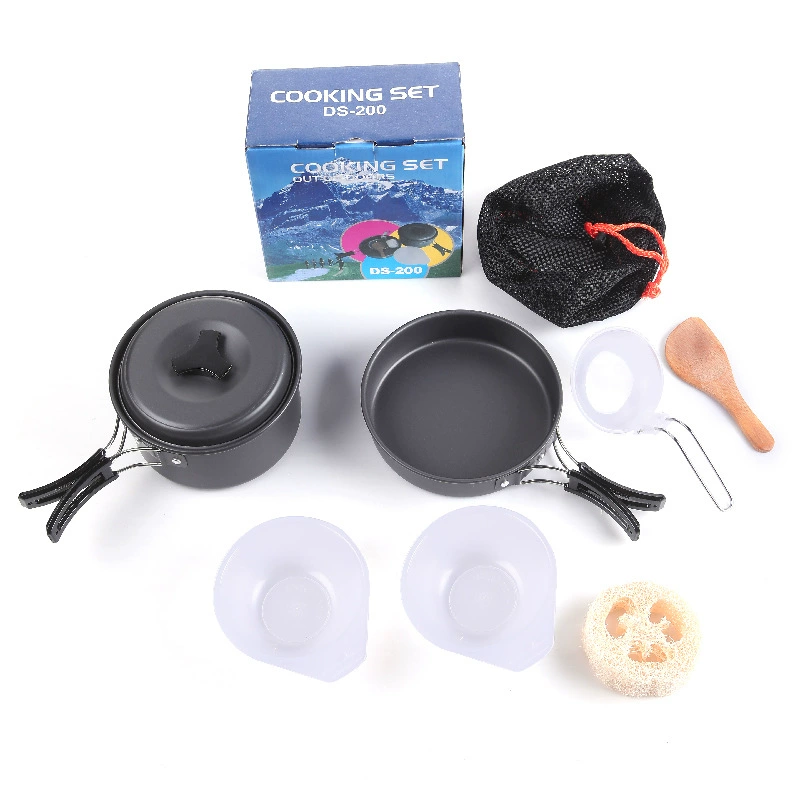 Lightweight 1-2 Person Camping Pot Set – Non-Stick, Portable Cookware with Folding Handle & Eco-Friendly Design