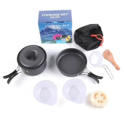 Lightweight 1-2 Person Camping Pot Set – Non-Stick, Portable Cookware with Folding Handle & Eco-Friendly Design