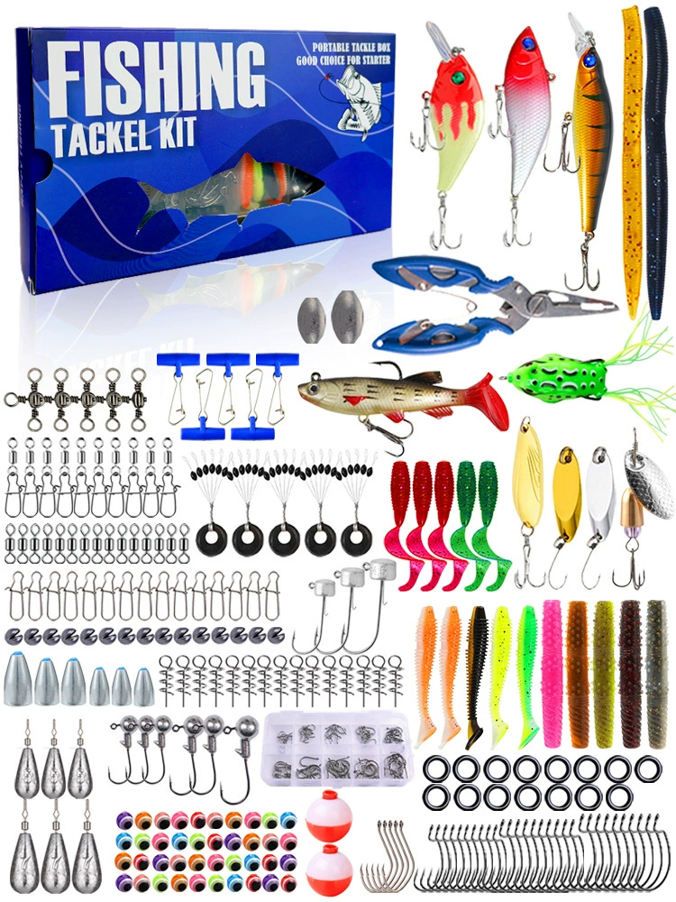 332-Piece Fishing Lure Set with Soft Baits, Hooks, Weights, and Tackle Box