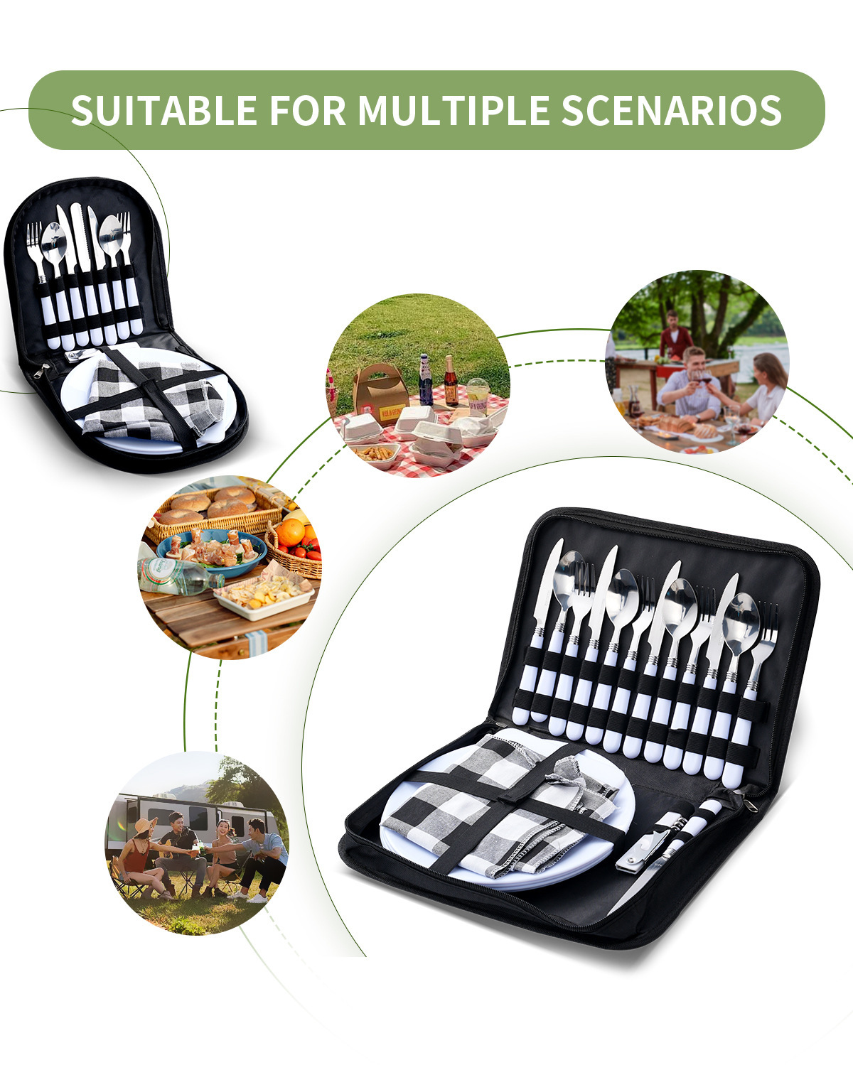 Portable Camping Kitchen Utensil Set - 20 Piece Stainless Steel Cookware Kit for Travel & Outdoor Cooking