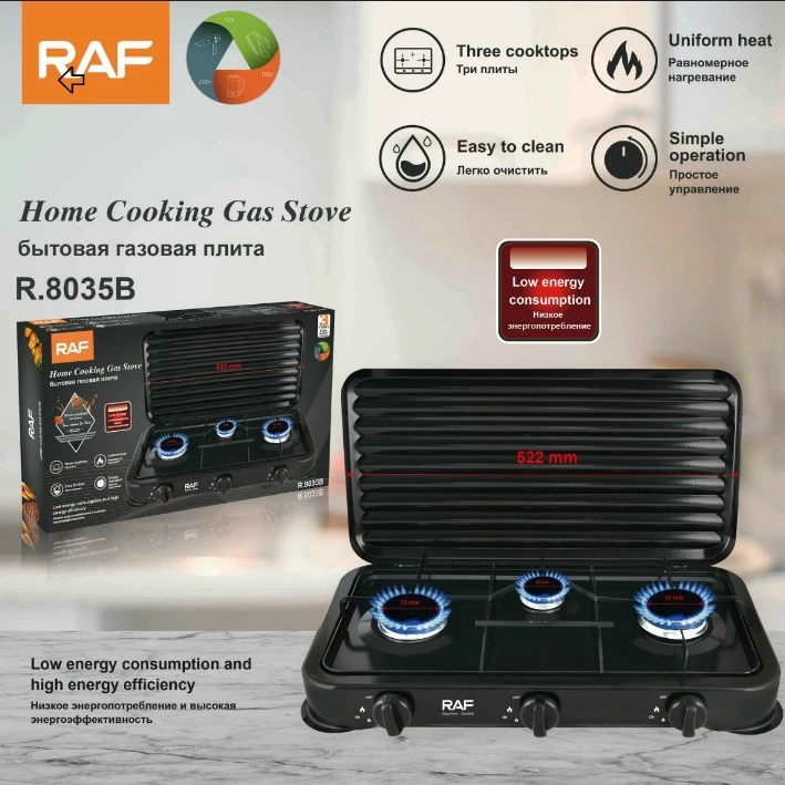 3-Burner Portable Propane Camping Stove – Stainless Steel Outdoor Gas Cooker with Adjustable Burners, Wind Guards & Heavy-Duty Handle for Camping, Tailgating & BBQ