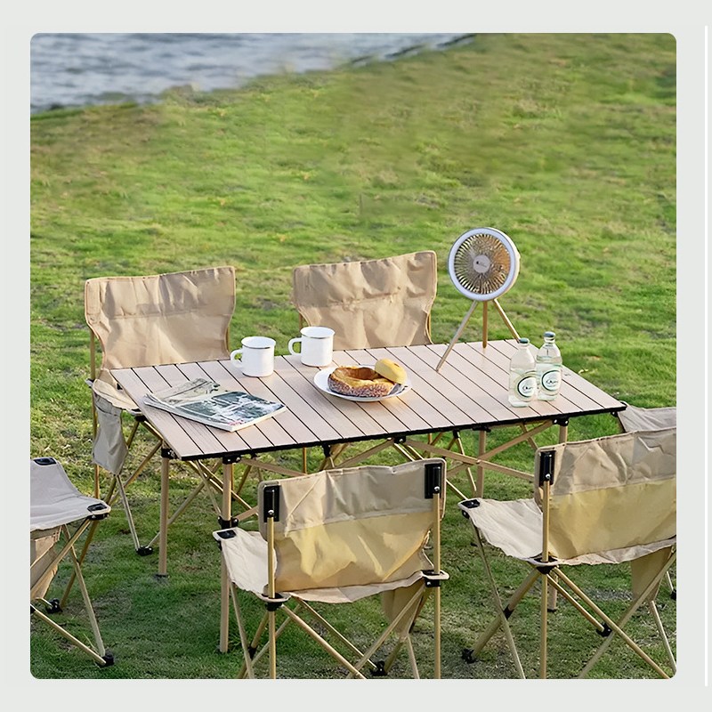 Camping Table Outdoor Portable Table with Storage Adjustable Aluminum Table