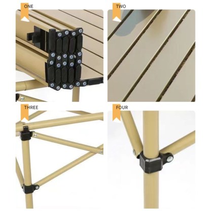 Camping Table Outdoor Portable Table with Storage Adjustable Aluminum Table