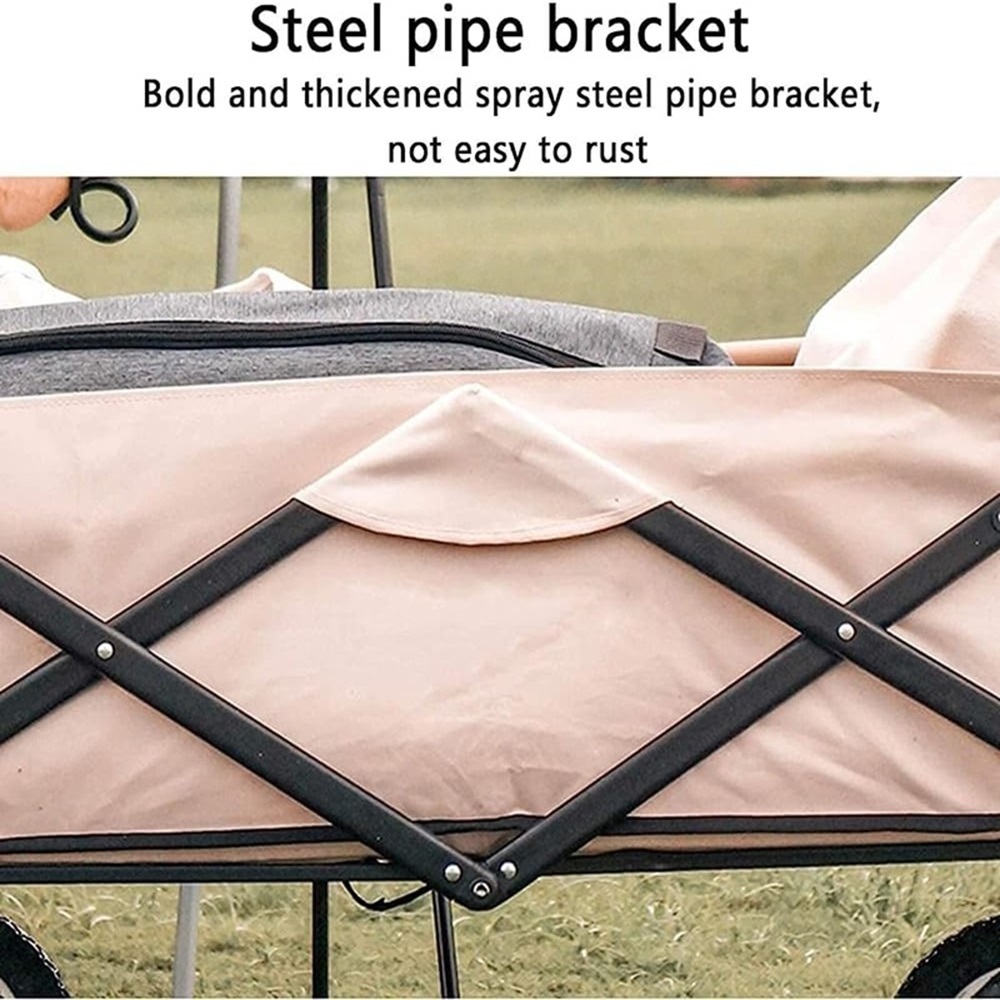 Folding trolley Outdoor camping barbecue trolley, large capacity lightweight storage trolley, folding camping trailer, camping trolley, car boot folding trolley with silent universal wheels, cup holders and side pockets