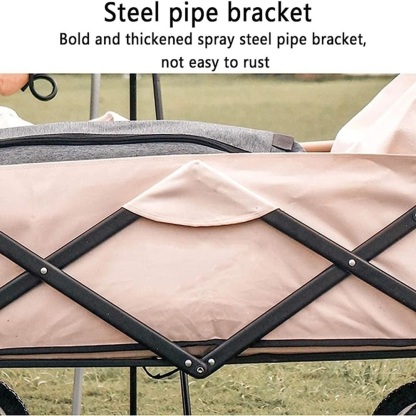 Folding trolley Outdoor camping barbecue trolley, large capacity lightweight storage trolley, folding camping trailer, camping trolley, car boot folding trolley with silent universal wheels, cup holders and side pockets