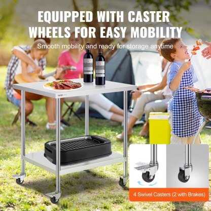 Utility Carts Stainless Steel Work Table Heavy Duty Food Prep Worktable