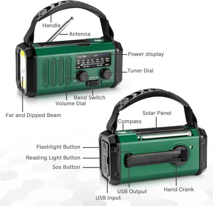 Crank Radio, Emergency Radio, Solar Radio, Noaa/Am/Fm Weather Radio