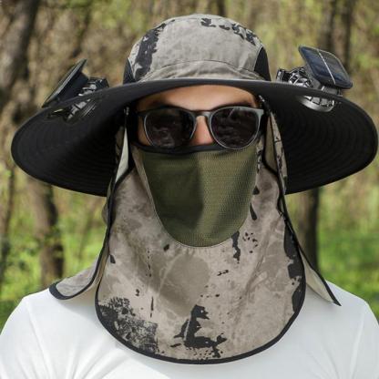 Unisex Wide Brim Solar Fan Outdoor Fishing Hat
