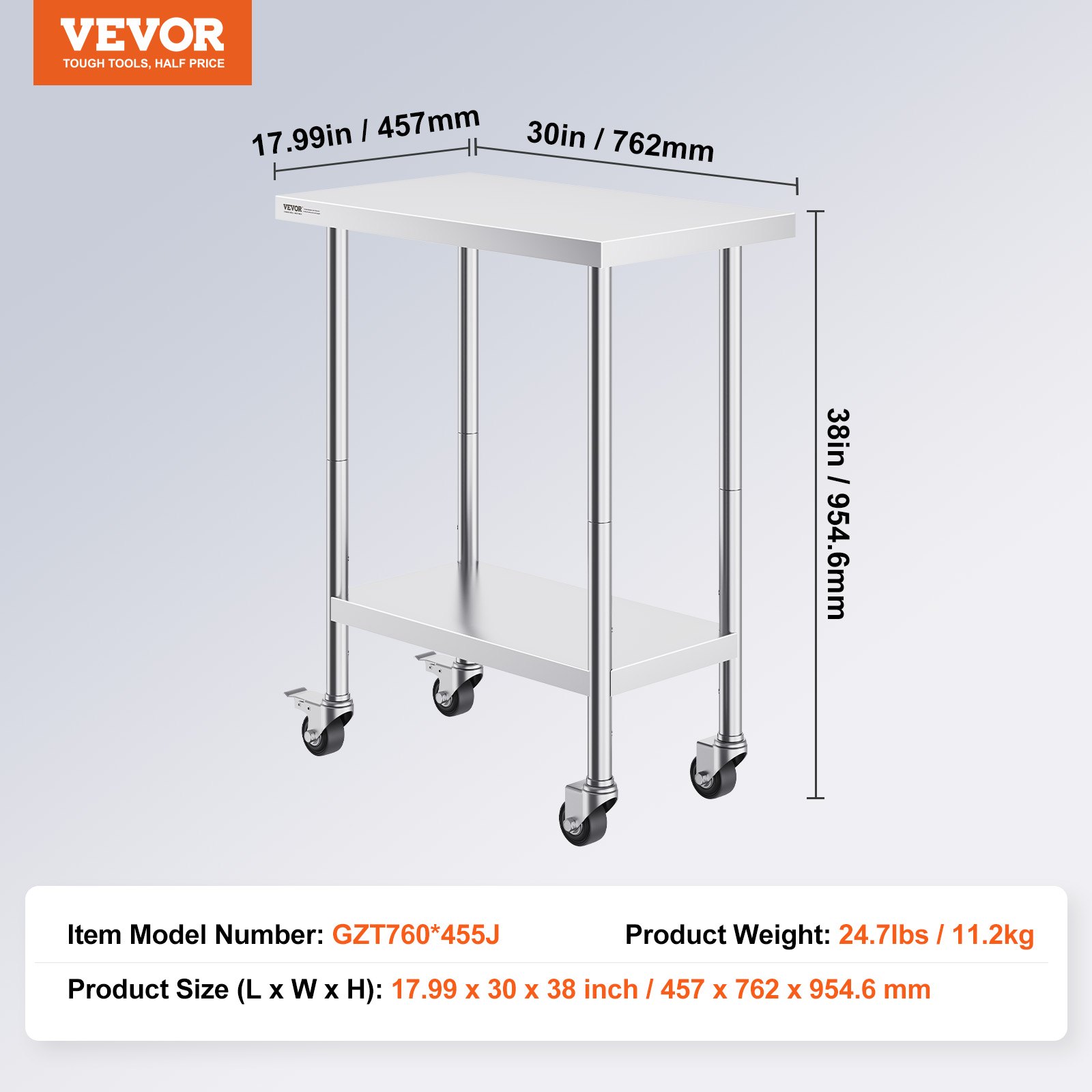 Utility Carts Stainless Steel Work Table Heavy Duty Food Prep Worktable