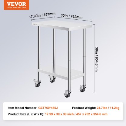 Utility Carts Stainless Steel Work Table Heavy Duty Food Prep Worktable