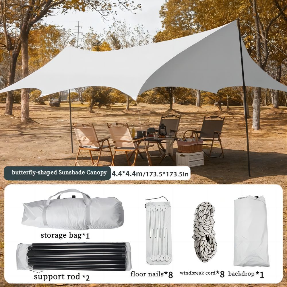 Silver Glue Butterfly Tent Outdoor Camping Picnic Rainproof Tent Canopy Sunshade Canopy Butterfly Rainproof Sunshade Canopycourtyard Sunshade Canopy Courtyard Rain Canopy