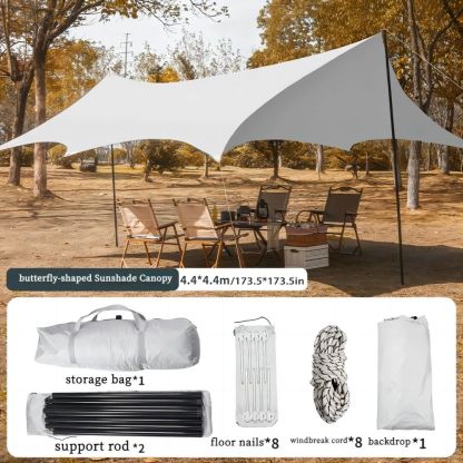 Silver Glue Butterfly Tent Outdoor Camping Picnic Rainproof Tent Canopy Sunshade Canopy Butterfly Rainproof Sunshade Canopycourtyard Sunshade Canopy Courtyard Rain Canopy