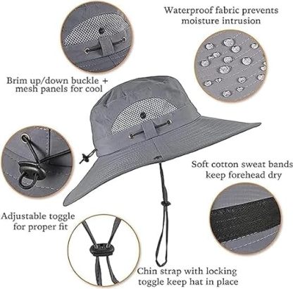 Unisex Wide Brim Solar Fan Outdoor Fishing Hat
