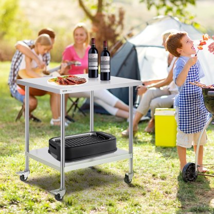 Utility Carts Stainless Steel Work Table Heavy Duty Food Prep Worktable