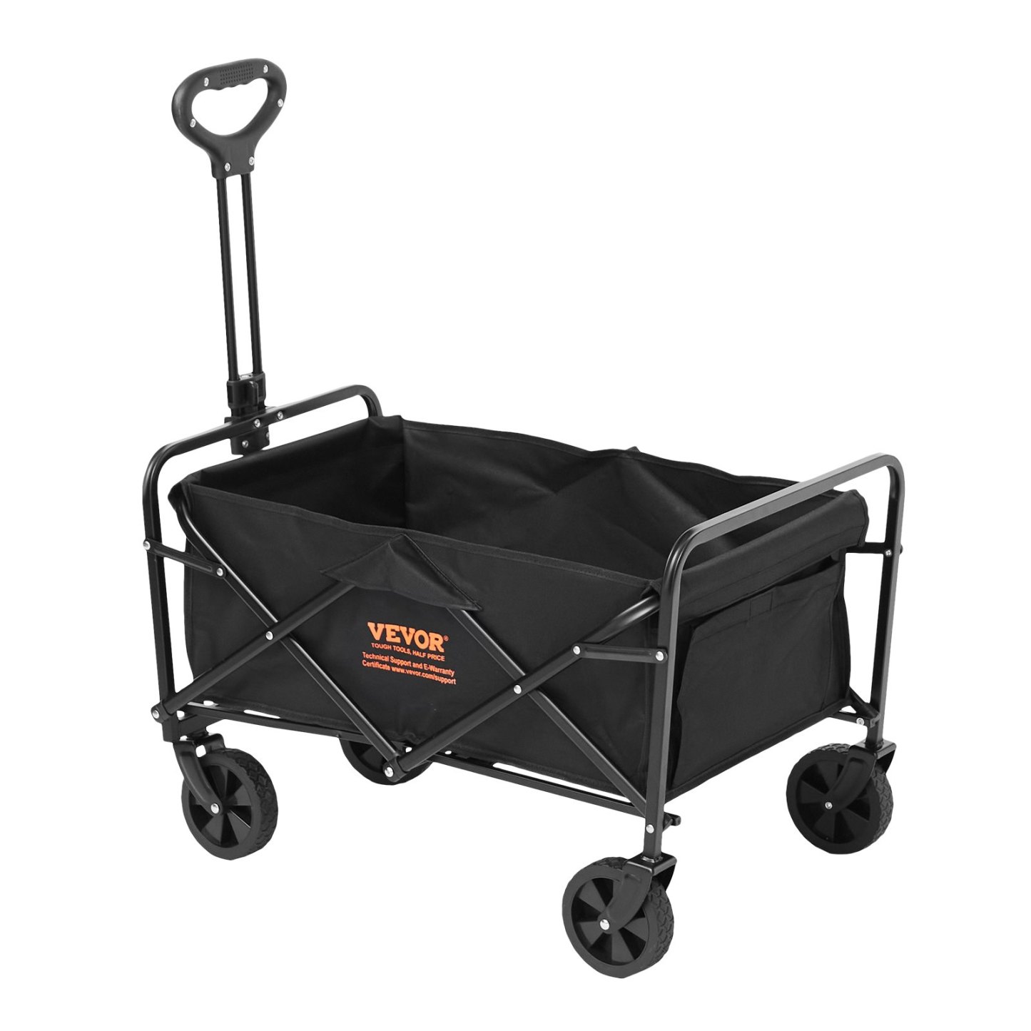Collapsible Folding Wagon, Beach Wagon Cart with All-Terrain 5in Wheels, Heavy Duty Folding Wagon Cart 220 lbs Weight Capacity with Drink Holders, Sports Wagon for Camping